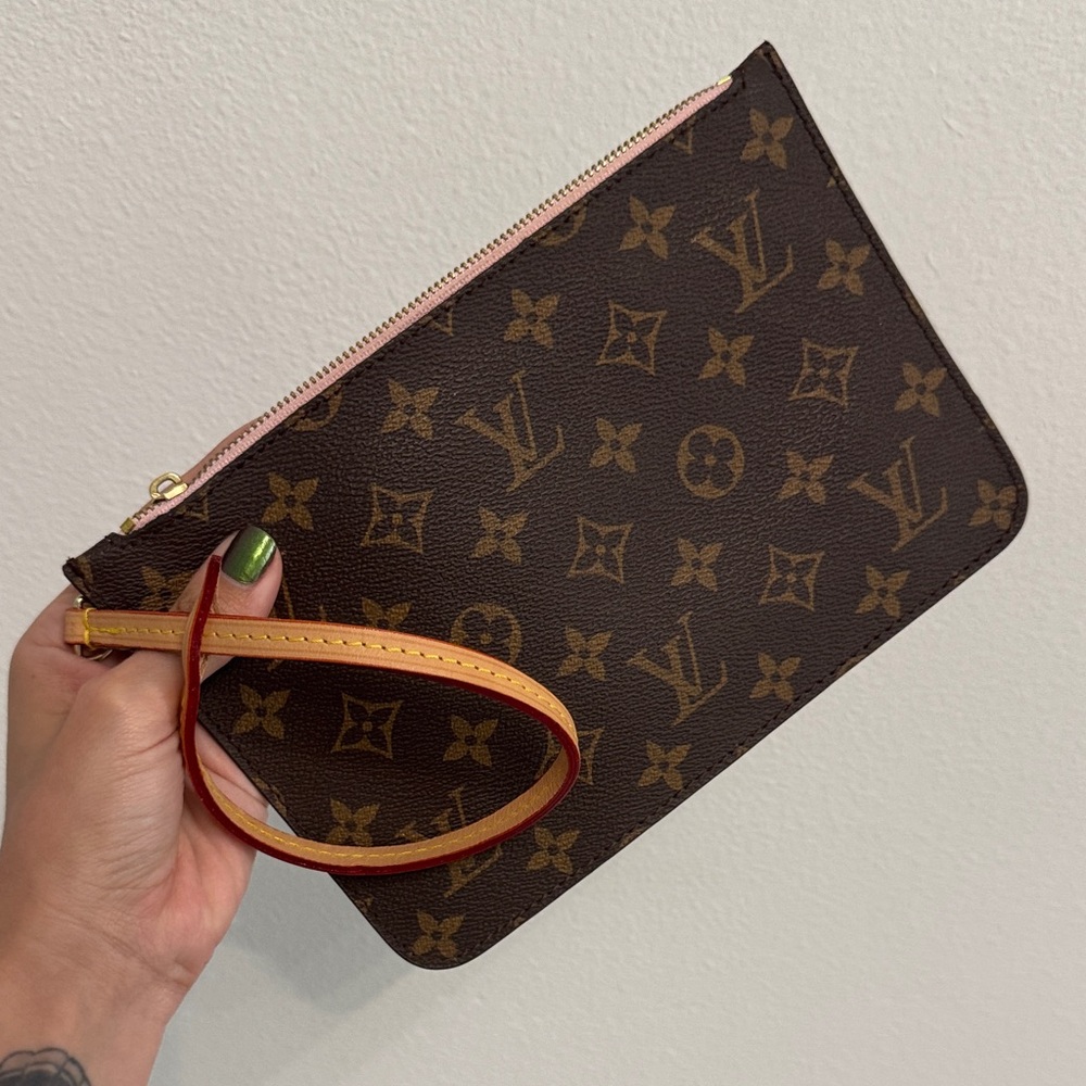 Monogram Wristlet with pink interior